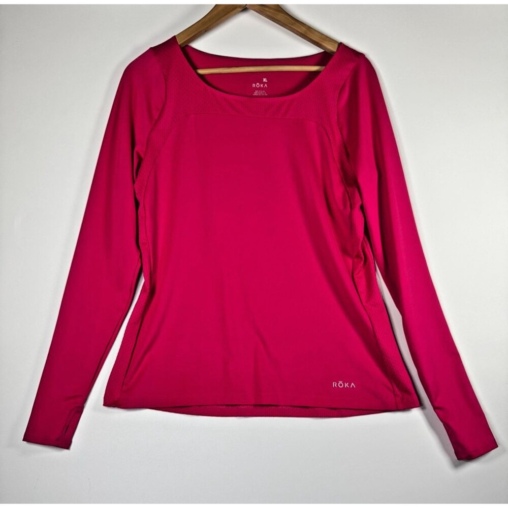 Roka Top‎ Womens XL Pink Athletic Long Sleeve Mesh Performance Running Training